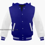 Navy Blue And White Varsity Jacket Hoodie Front
