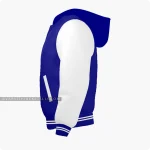 Navy Blue And White Varsity Jacket Hoodie Left Side