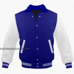 Navy Blue And White Varsity Jacket, Byron Collar Front