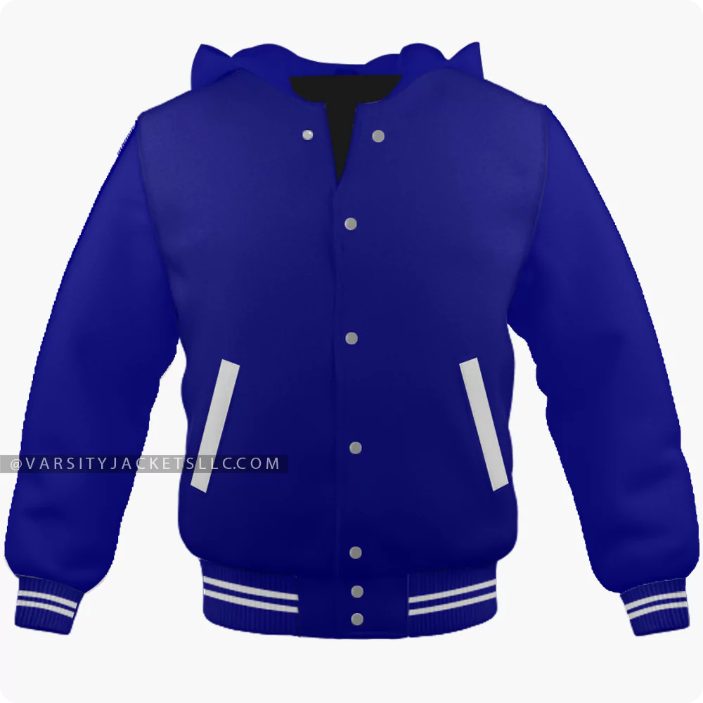 Navy Blue Varsity Jacket Hoodie Front