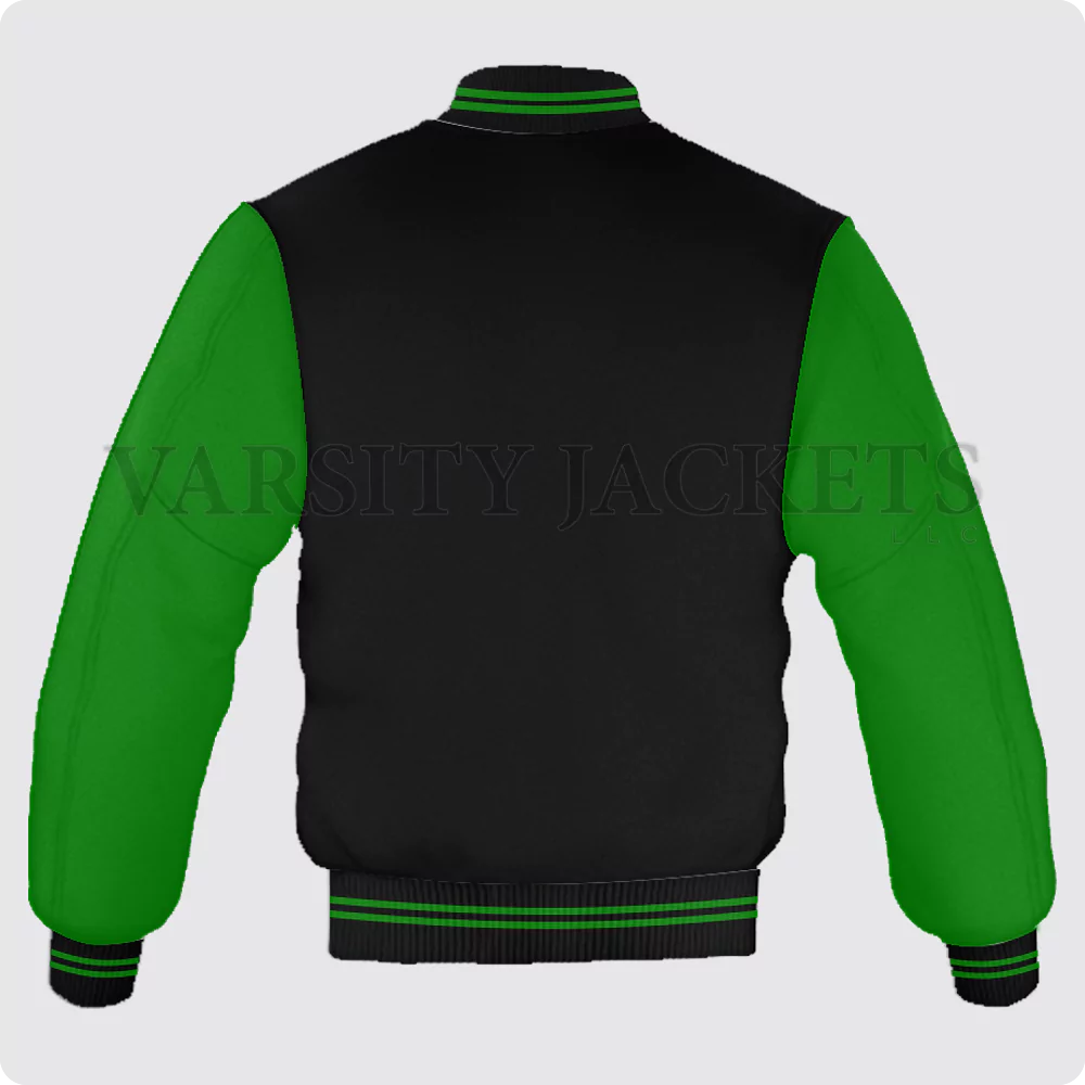 Black And Green Varsity Jacket For Men And Women Back