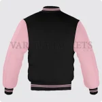 Black And Pink Varsity Jacket For Men And Women Back
