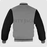 Grey And Black Varsity Jacket For Men And Women Back