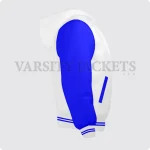 White And Blue Hoodie Varsity Jacket For Men And Women Right Side
