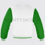 White And Green Varsity Jacket, Byron Collar For Men And Women Back