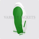 White And Green Varsity Jacket, Byron Collar For Men And Women Right Side