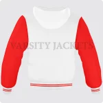 White And Red Hoodie Varsity Jacket For Men And Women Back