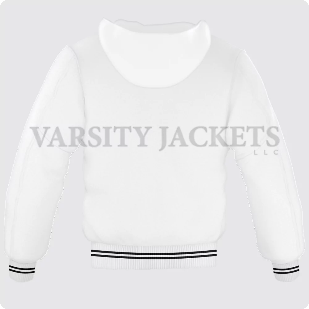 White Hoodie Varsity Jacket For Men And Women Back